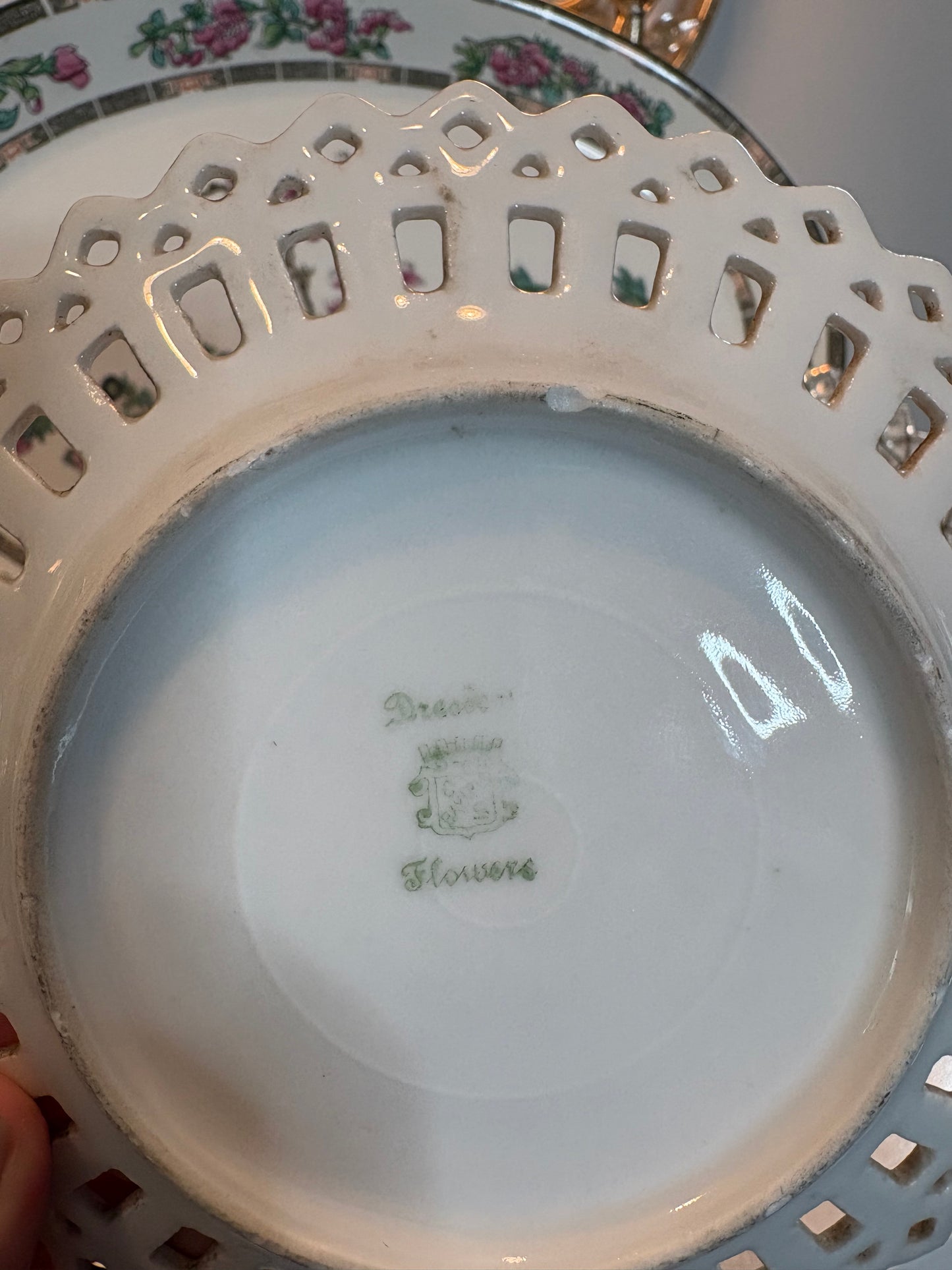 Pair of Dresden “Flowers” 6”Reticulated Plates