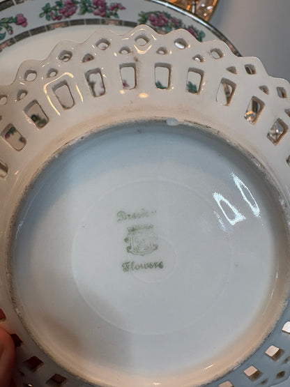 Pair of Dresden “Flowers” 6”Reticulated Plates