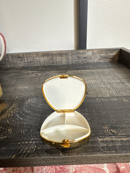 Vintage Murano-Style Millefiori Glass Heart Pill Box – Blue & Pink