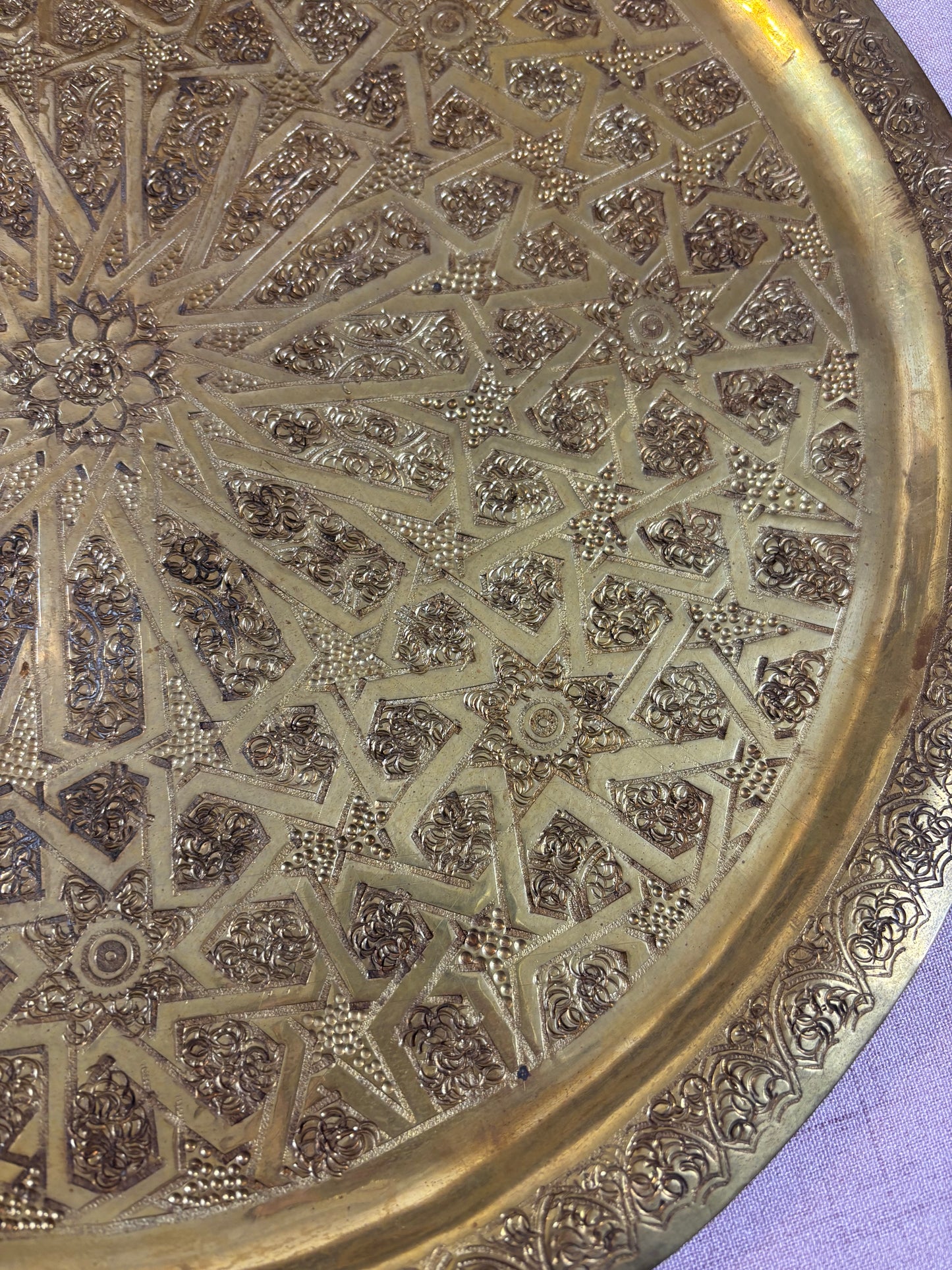 Gorgeous large ornate etched brass tray!