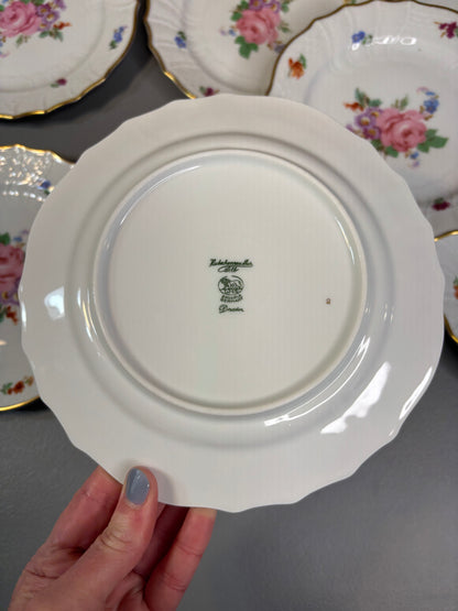 Gorgeous Hutschenreuther Moritzburg Dresden floral plates set of 8!