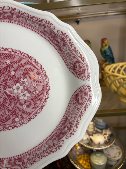 Beautiful floral red transferware platter!