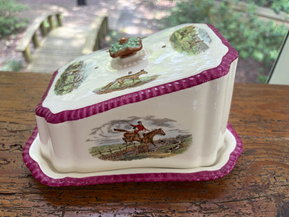 Stunning antique Copeland Spode hunting scene cheese dome!
