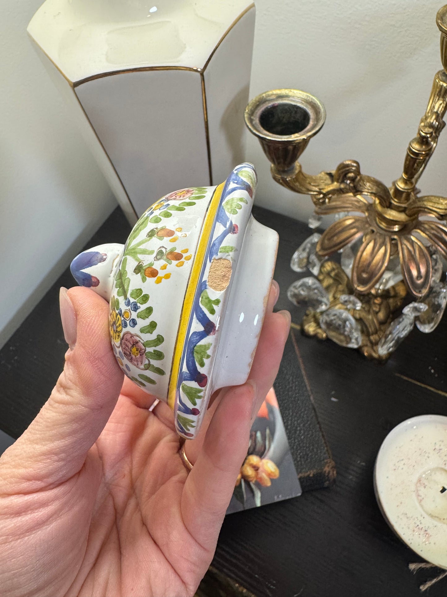 Vintage Hand-Painted Portuguese Covered Apothecary Jar – F.F. Marquês, Alcobaça