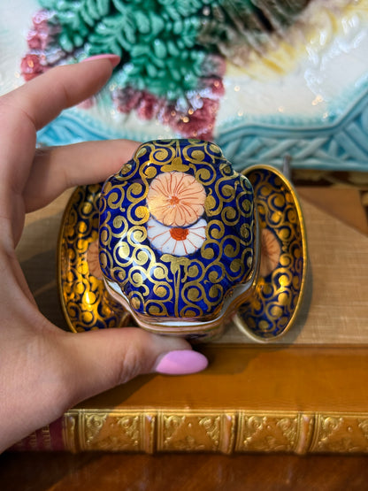 Antique Copeland Spode Imari Match Holder, c.1880 | English Porcelain Match Pot | 4” x 4” | #D3