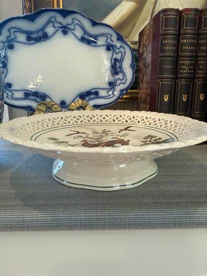 Vintage Wedgewood Pheasant Pierced Pedestal Compote