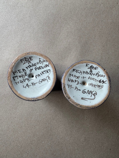 Pair of Vintage Hand-Painted Portuguese Pottery Goblets – F.F. Marquês, Alcobaça