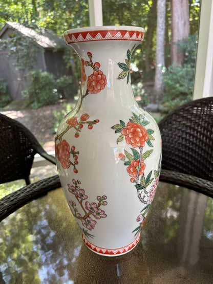 Beautiful 14.5” tall floral and bird vase!