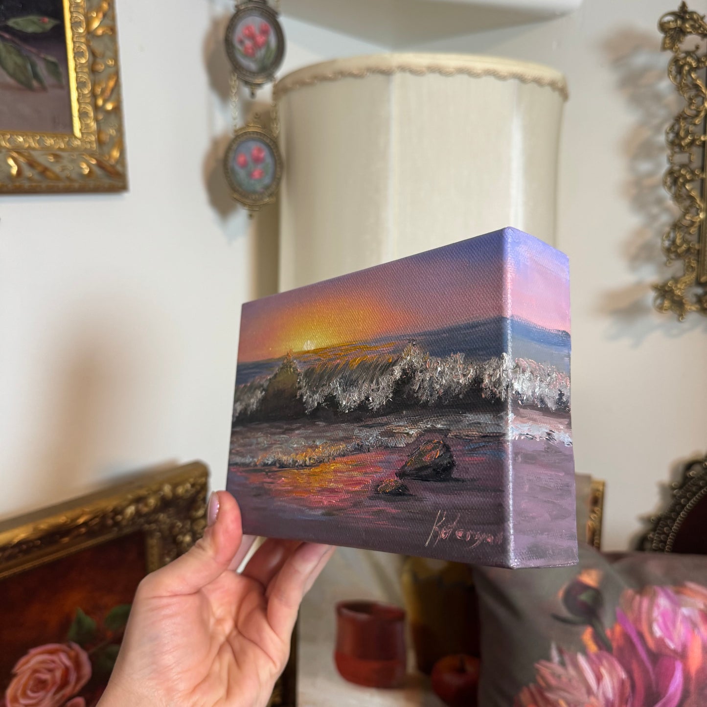 Reserved sunset seascape 5x7x2”