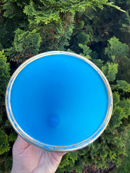Vintage Art Deco Satin Blue Art Glass 6.25” Vase