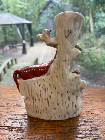 Gorgeous antique Staffordshire fox and pheasant spill vase! As is!