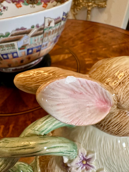 Adorable Fitz & Floyd “Botanical Bunny” Tea Service — Teapot, Lidded Sugar with Spoon & Creamer