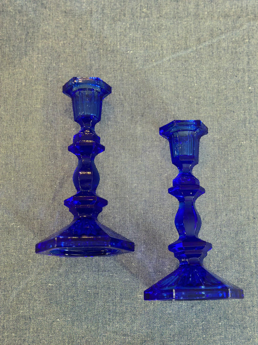 Cobalt blue candlestick pair - Patty