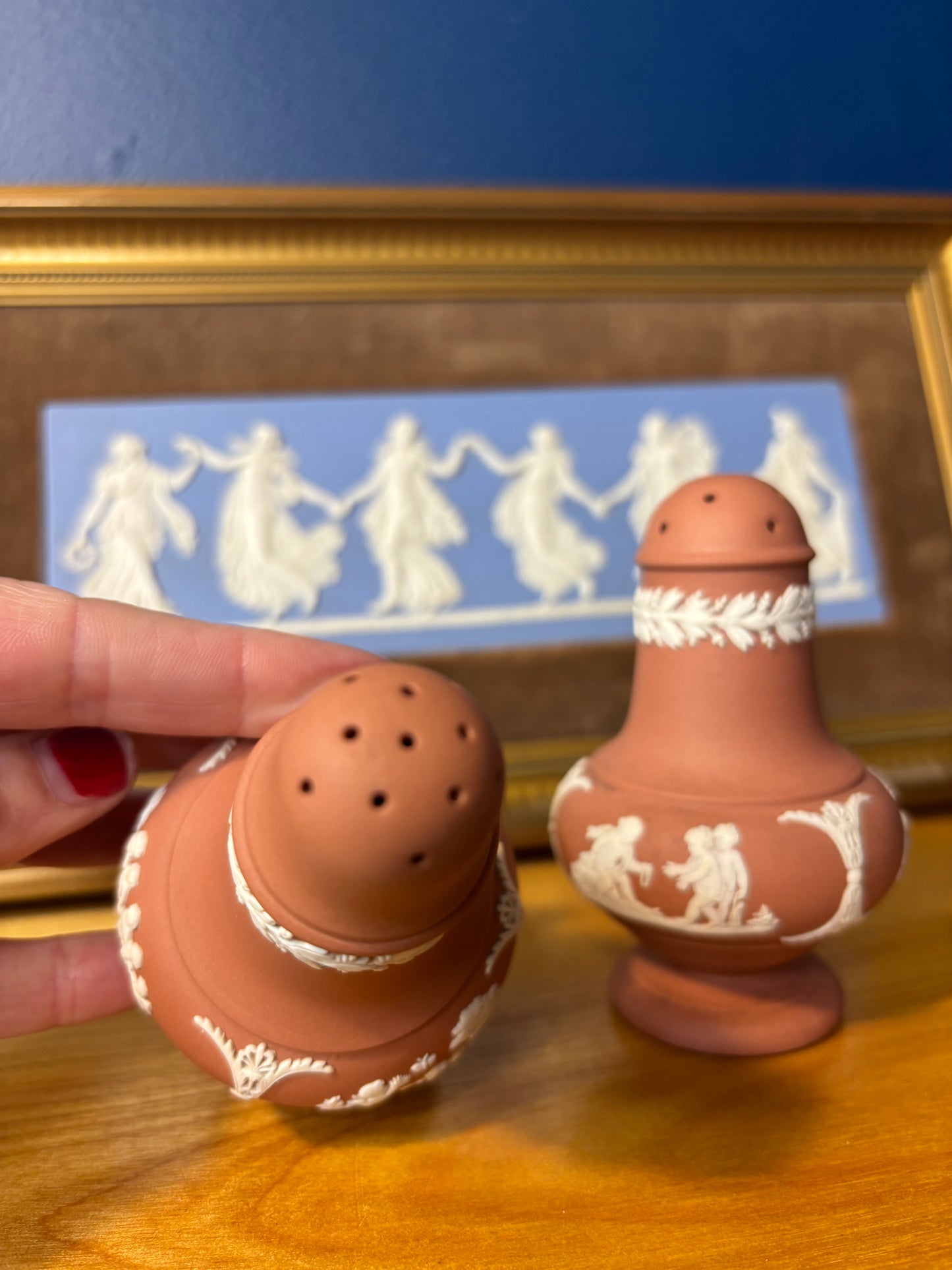 Wedgwood Jasperware terracotta salt and pepper set!