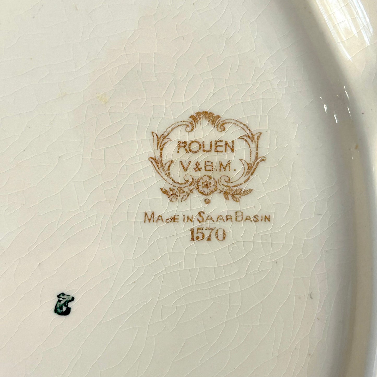 Antique VILLEROY & BOCH METTLACH "Rouen" Grill Plate.  RARE! 1920-35. 3 section dinner plate