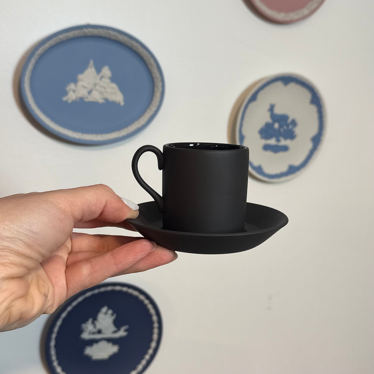 Wedgwood black bassalt espresso set coffee cup and saucer