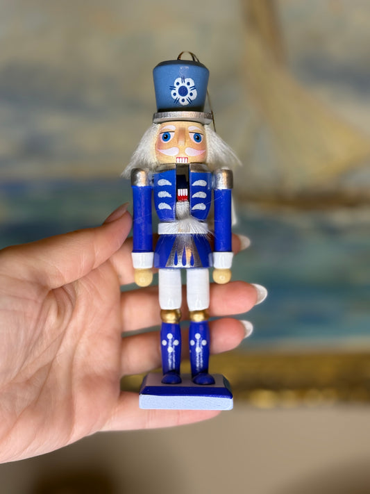 Kurt S. Adler | Indigo Blue & White Wooden Nutcracker Ornament | 6" Christmas Tree Decor | Style 2