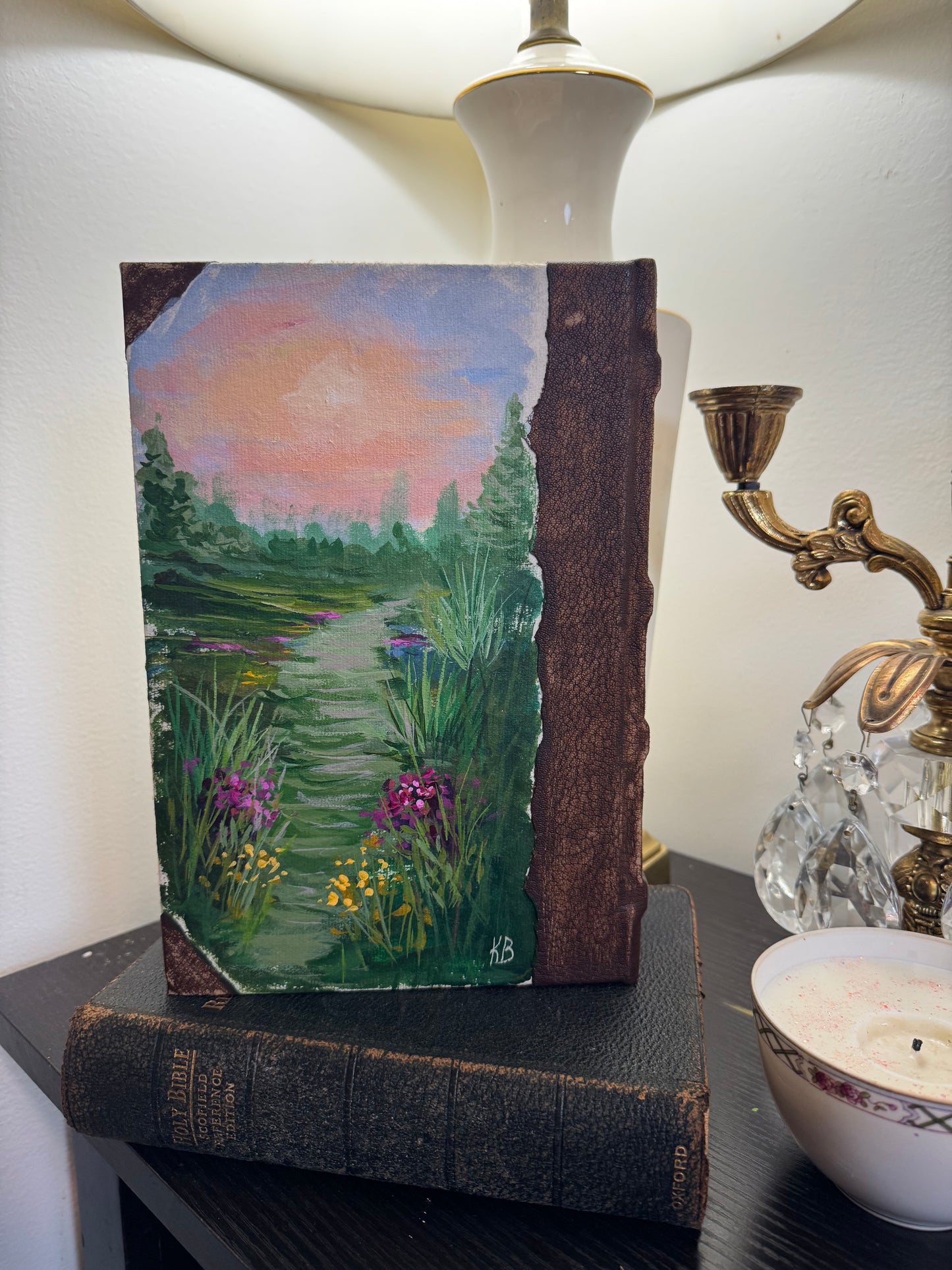 Reserved 07/28 Hand painted large landscape journal 10x7”