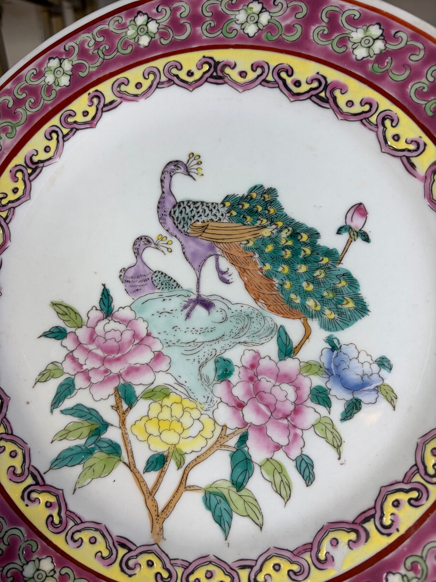 Lovely chinoiserie peacock plate!