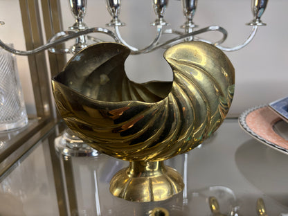 Beautiful brass nautilus seashell vase on pedestal!