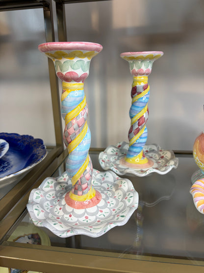 Mackenzie-Childs matching candlesticks pair!