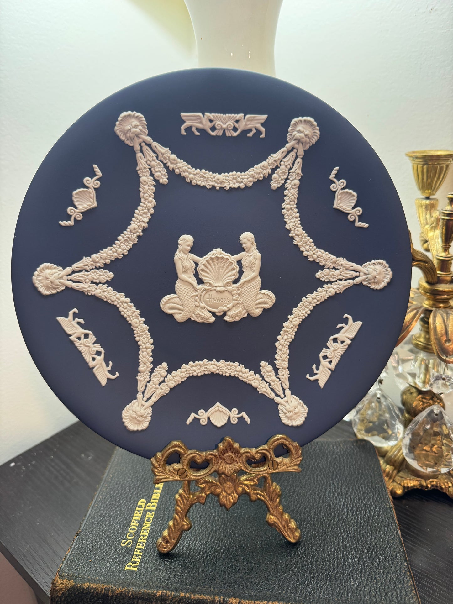 Dark Blue Wedgwood Jasperware Plate – Mermaid Design