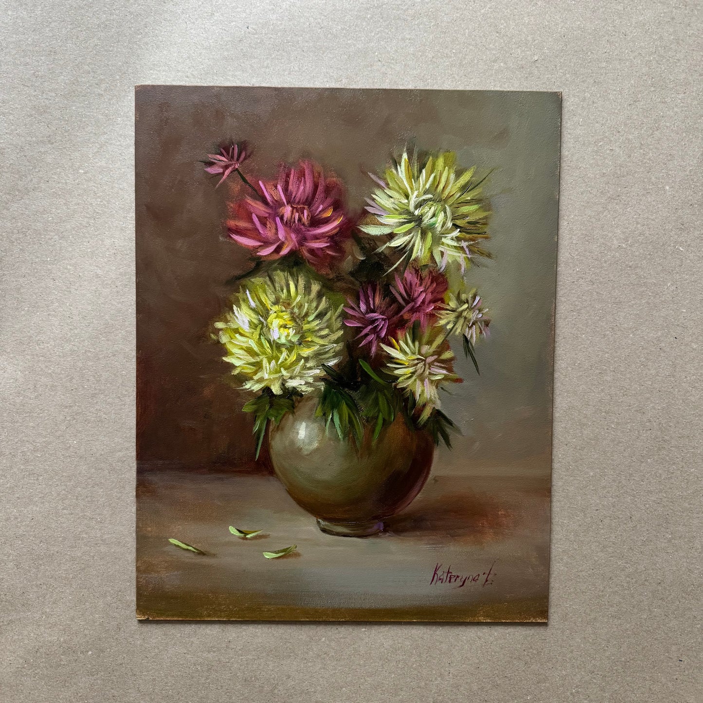 Chrysanthemum 11x14” oil on board original artwork