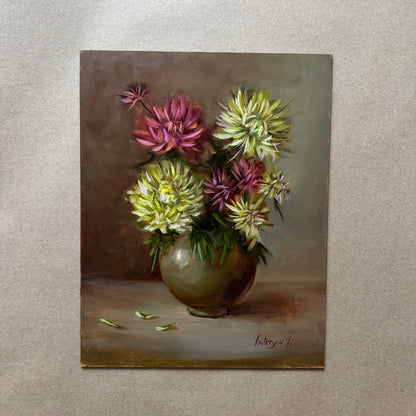 Chrysanthemum 11x14” oil on board original artwork