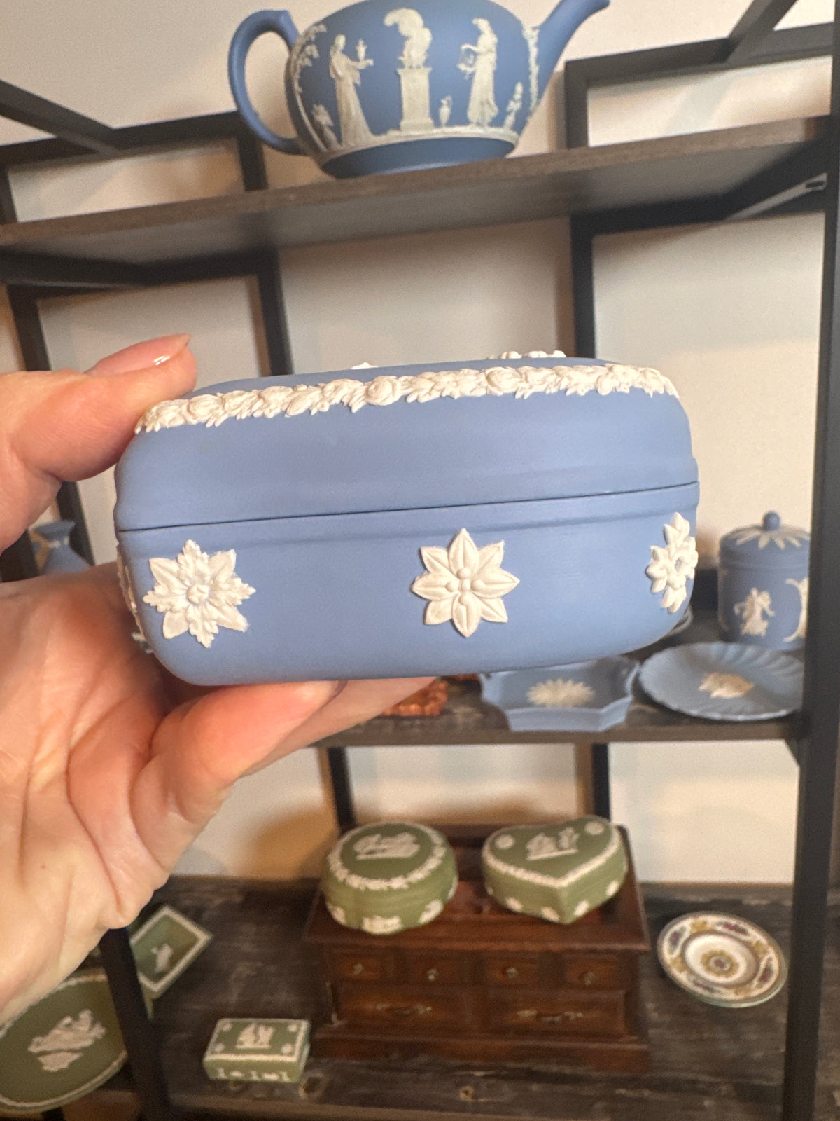 Wedgwood heart shape trinket box blue and white