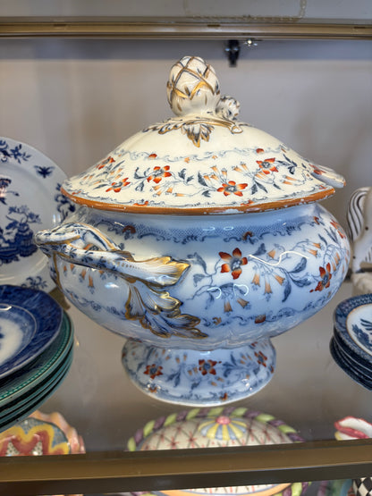 Stunning antique Minton Fuchsia lidded large tureen!