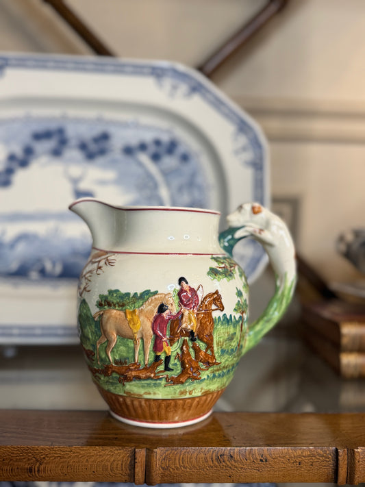 RESERVED - DA4306 - Wedgwood jug with molded and painted hunting scene