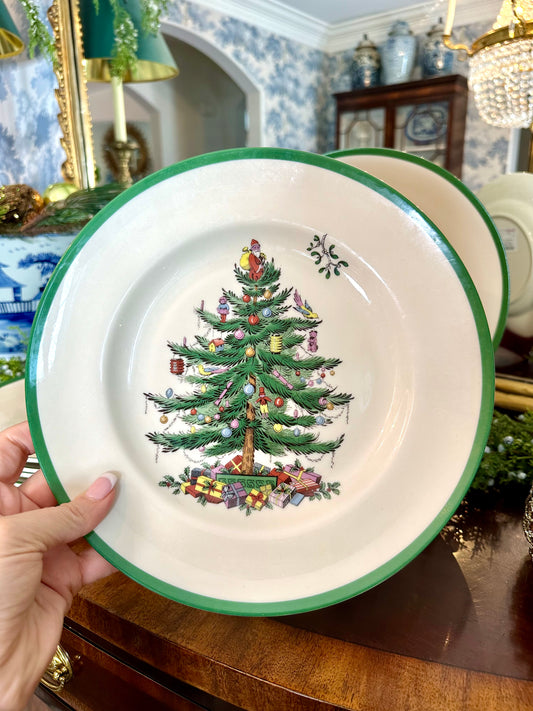 Newer Style Spode Christmas Tree Dinner Plates