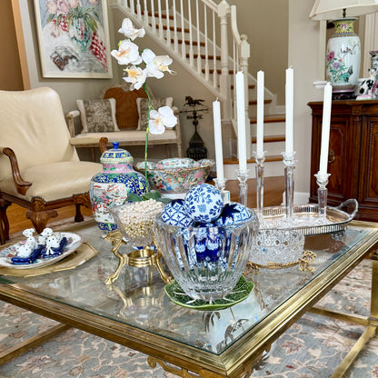 Absolutely massive vintage Crystal centerpiece bowl .