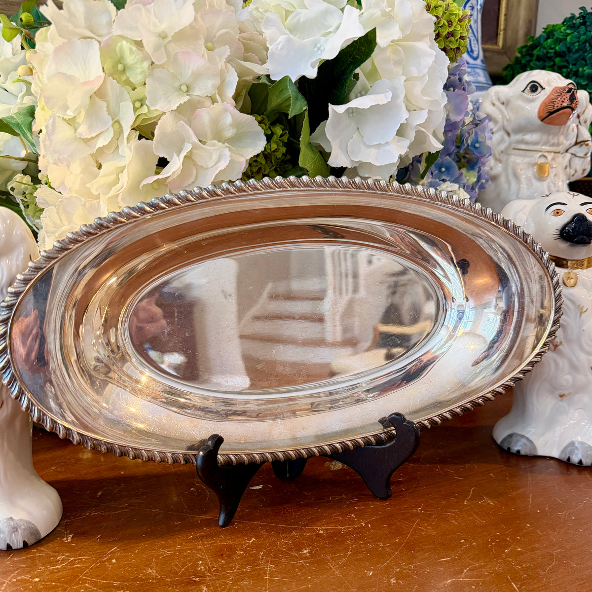Vintage silver plate oval platter dish bread plate 13 x 7