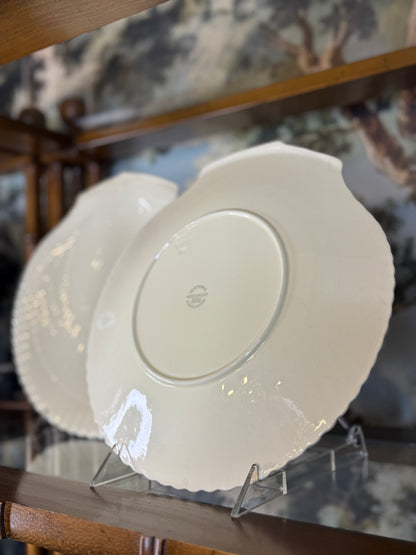 Vintage Wedgwood Nautilus Shell Plates | Pair of Large Etruria & Barlaston Scallop Plates | 11”
