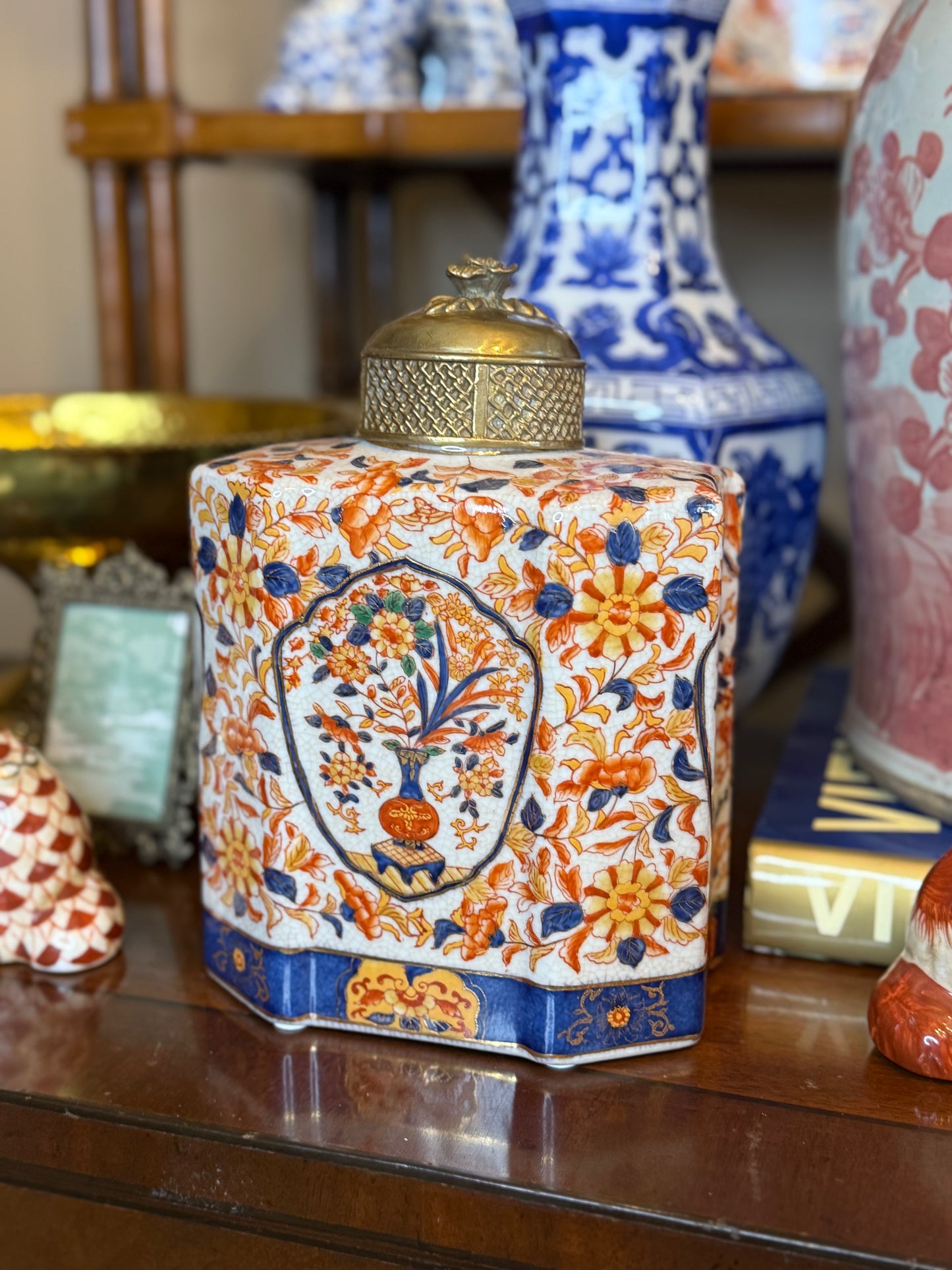 Danny’s Fine Porcelain - Imari Jar with Bronze Lid 8”x 5”x 8”