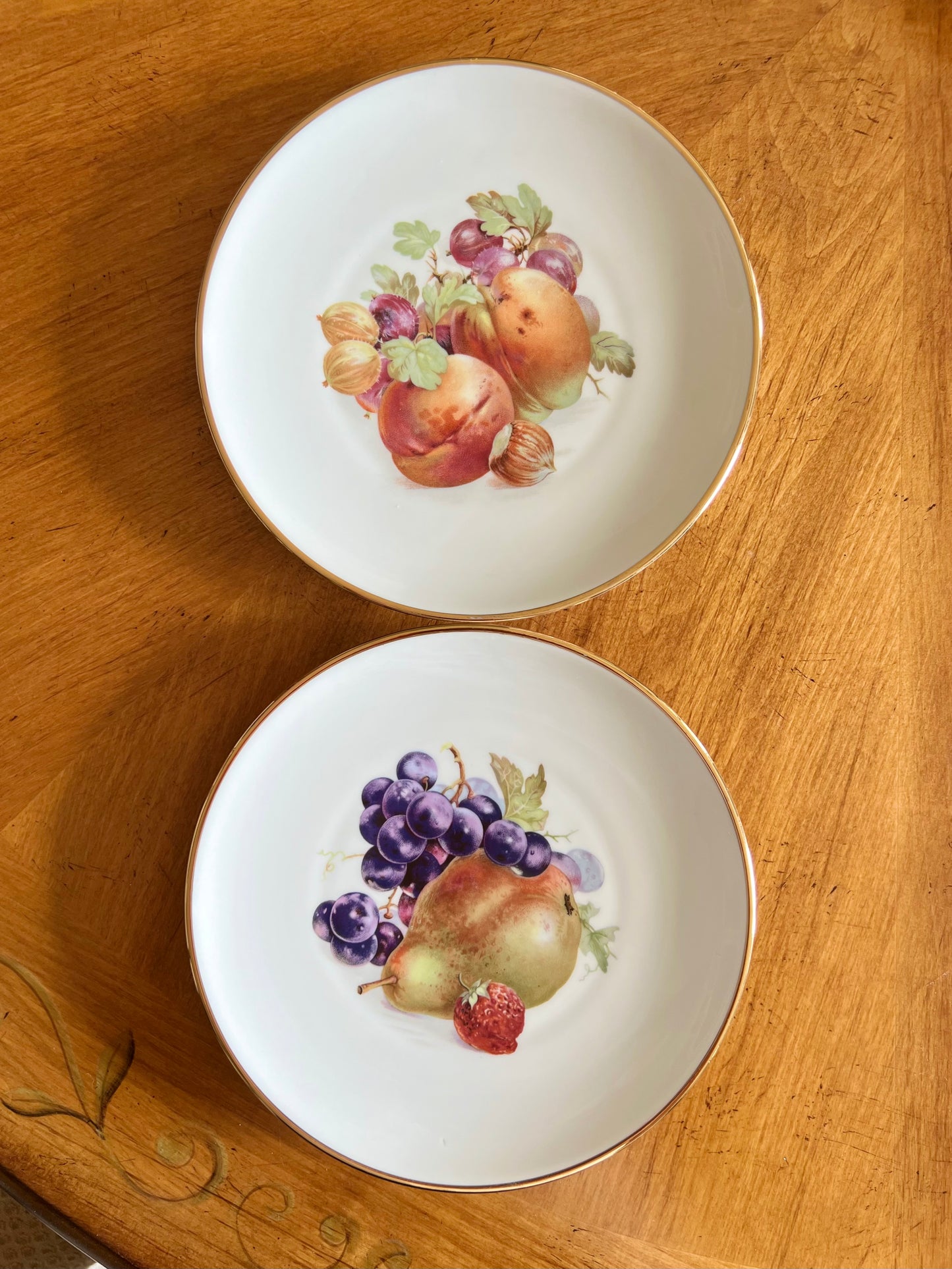 Vintage Porcelain Dessert Plates with Fruit Motif - Germany