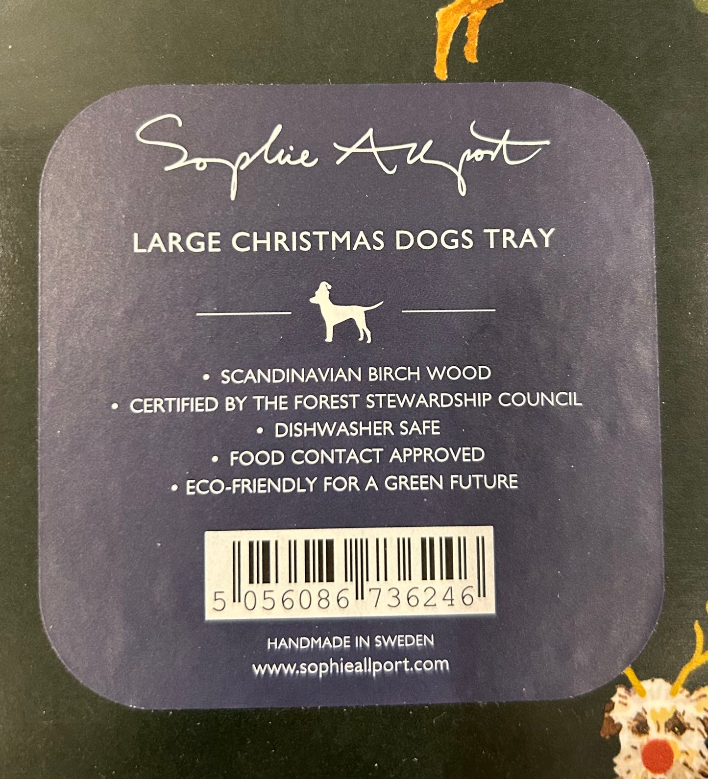 Large Christmas Dog Tray 13 by 15”Scandinavian Birchwood