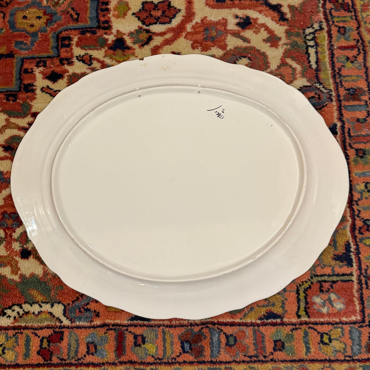 Massive white oval turkey holiday platter, 18.5 x 15 made in Italy