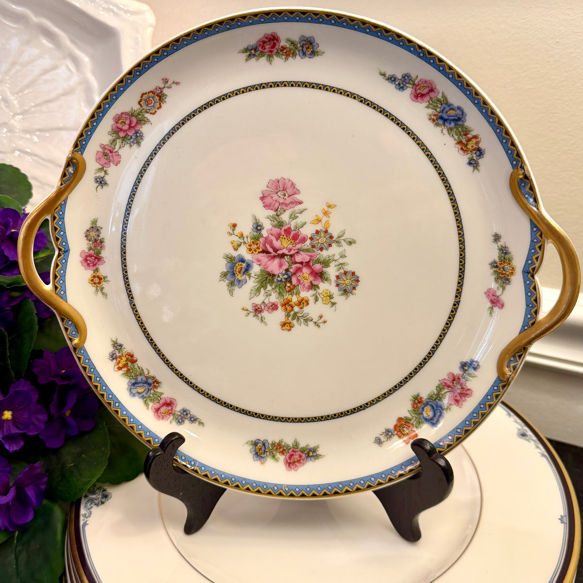 Rare & beautiful Theodore Haviland French Limoges cake plate 10 x 9.5