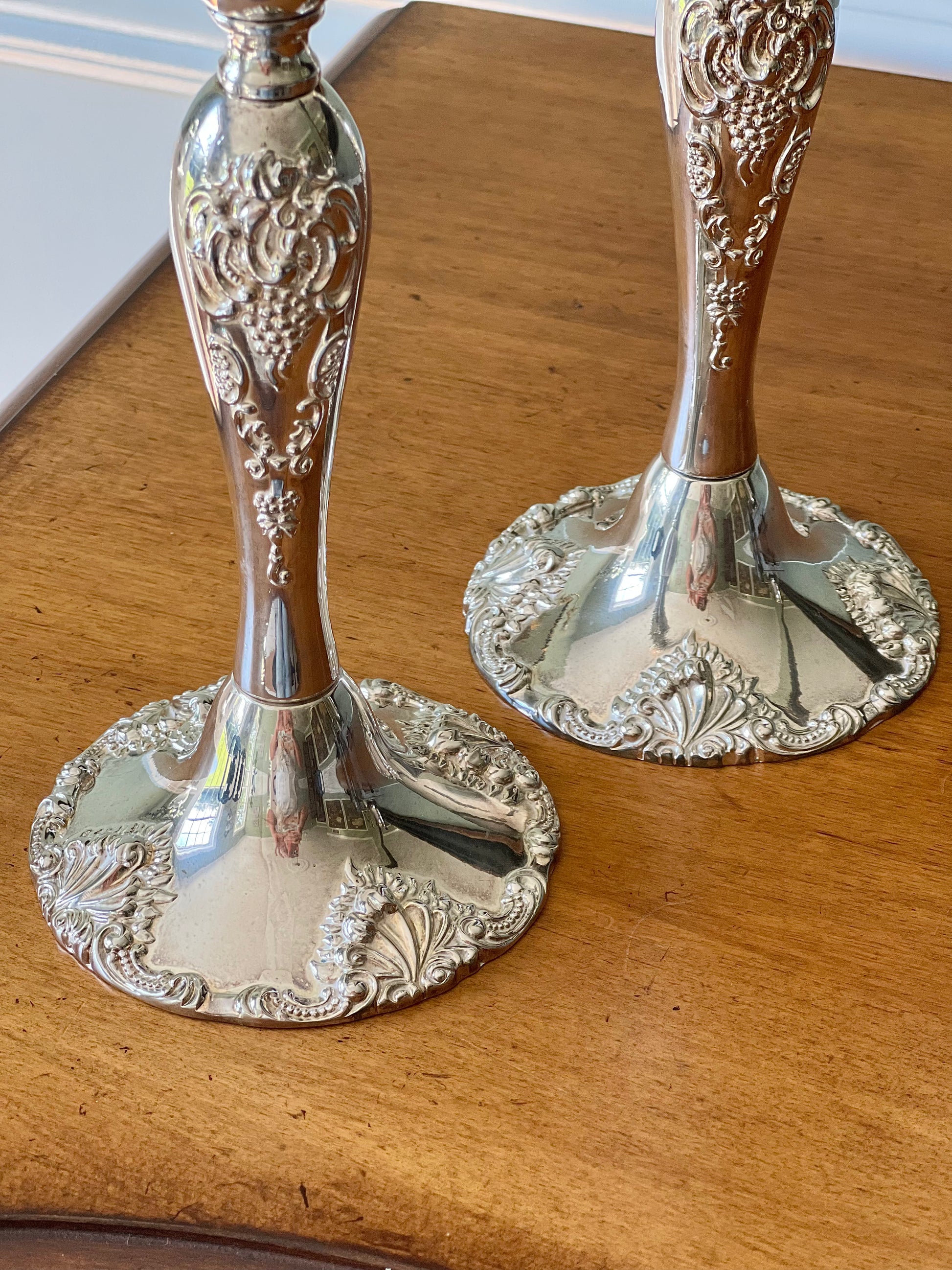 Vintage Godinger Silver Plate Candlesticks 8.25 tall 3.75