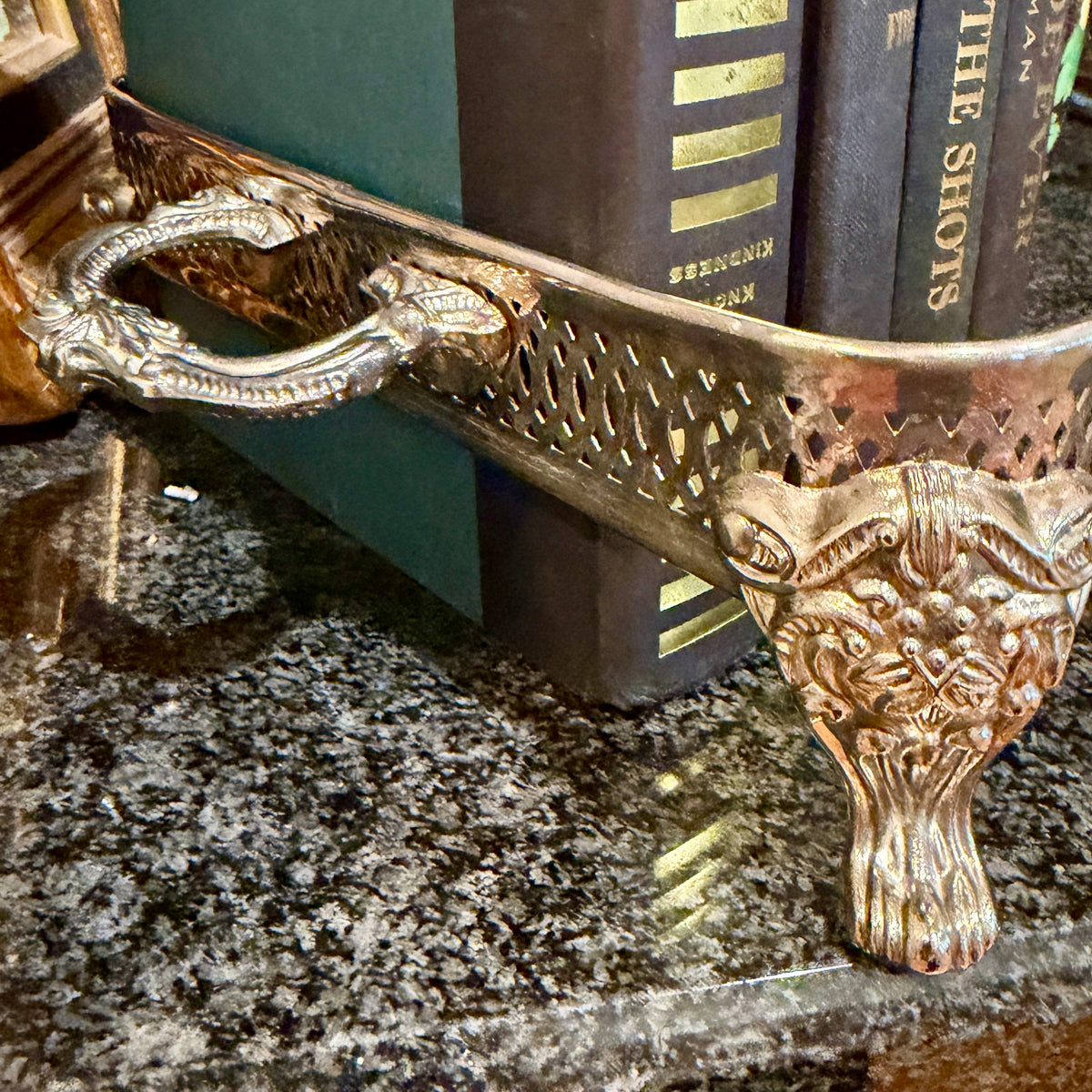 Chic Vintage baroque footed rectangular footed serving platter or display