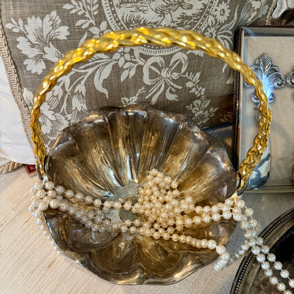 Vintage silver plated & brass basket planter by designer International Silver Co