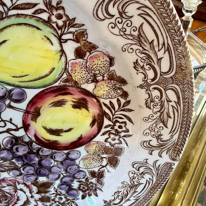 Massive brown willow & fruit meat plate turkey holiday platter 16d