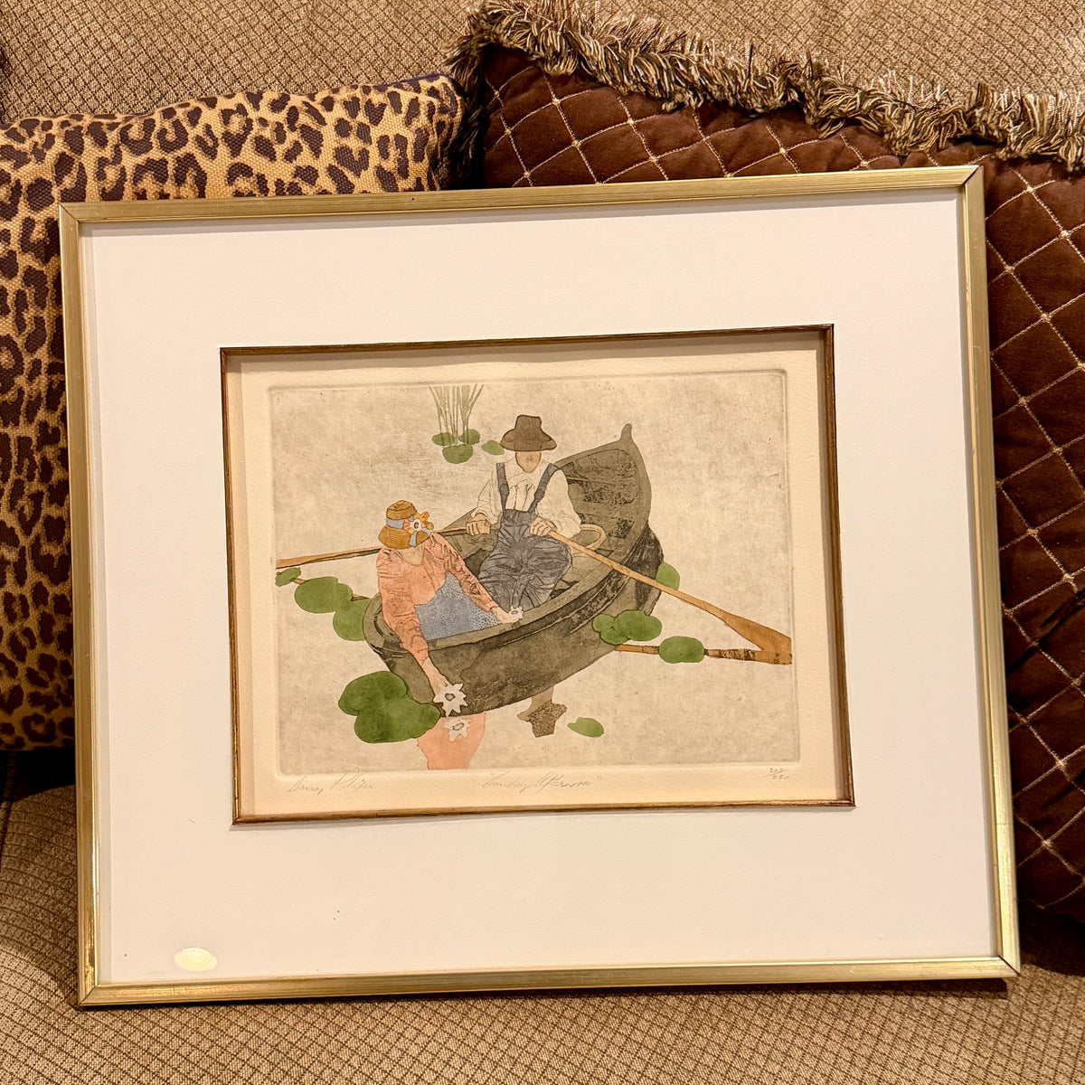 Signed by artist Danny Phifer watercolor art. Custom framed 20 x 18 c 1976