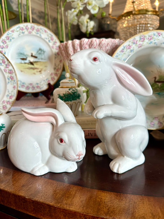 Pair of Fitz & Floyd White Rabbits Bunny