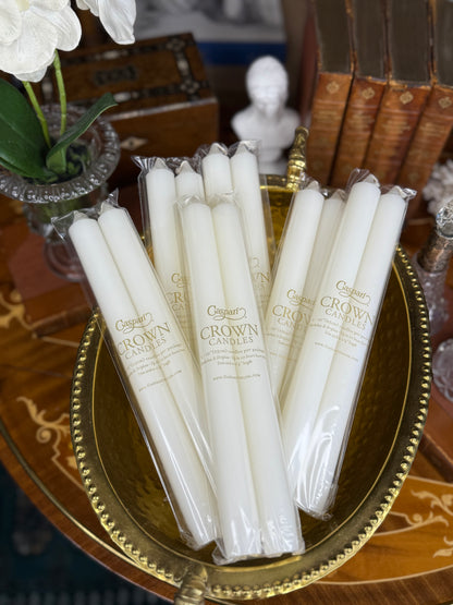 Caspari Straight Taper 10" Candles in White - 2 Candles Per Package