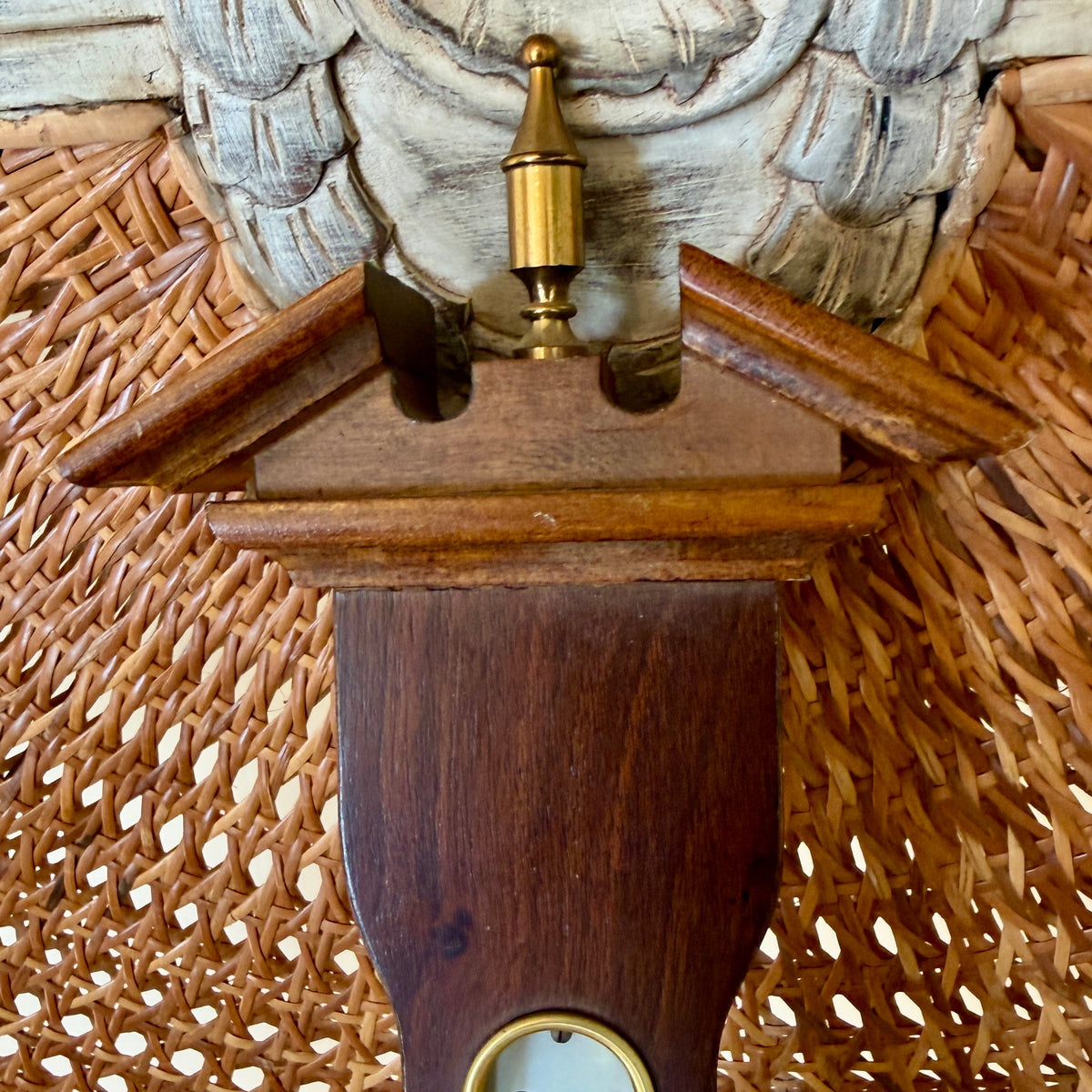 Vintage coastal chic  Brass & wood wall barometer
