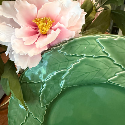 Set of 2 green cabbage charger round platters  13.25