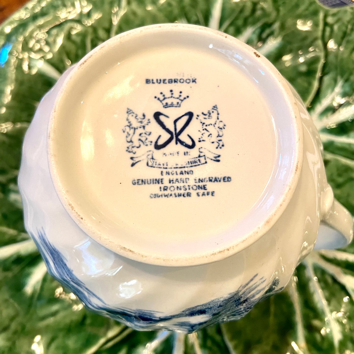 Vintage blue & white creamer by Bluebrook by Staffordshire, England